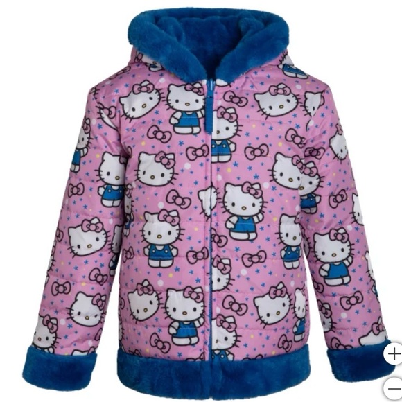 Hello Kitty Girl’s Reversible Puffer Jacket - Picture 2 of 4
